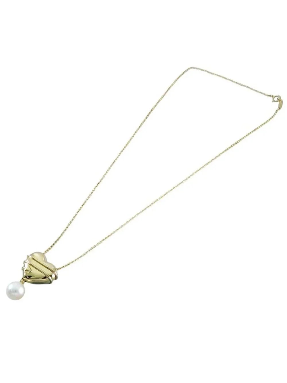 Tiffany & Co Heart Arrow Necklace Yellow Gold 18k Akoya Pearl Pendant